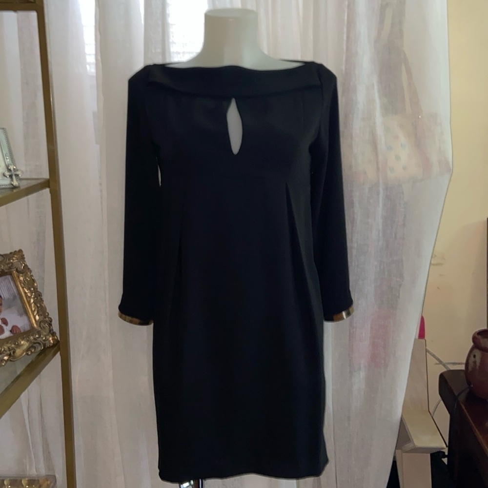 Atos Lombardini Made in Italy Golden Metallic Cuffs Black Dress size 40
